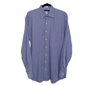 Peter Millar Plaid Seaside Finish 100% Cotton Collar Long Sleeve Sz L
